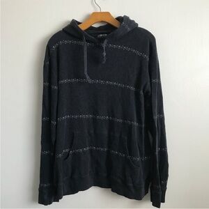 STUSSY MENS HOODED SWEATSHIRT NAVY STRIPE HOODED LONG SLEEVE LARGE